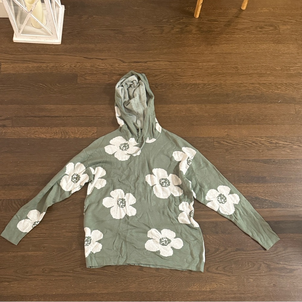 Floral Green Hooded Sweater